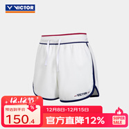 威克多（VICTOR）羽球俱樂(lè )部系列 羽毛球服 透氣有彈力男女款針織運動(dòng)短袖短褲短裙 短褲R-5519VBC/A牛奶白 2XL