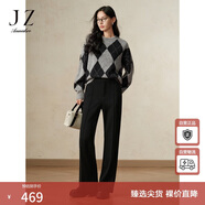 玖姿·安娜蔻糯米褲靜奢老錢(qián)舒適針織顯瘦微喇褲女24冬款 素黑 L