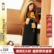 兩三事針織連衣裙女秋冬季復古無(wú)袖中長(cháng)款裙子背心裙梵高兀自生長(cháng) 黑色 L