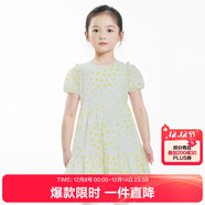 笛莎（DEESHA）童裝女童連衣裙2024夏季兒童泡泡袖棉布裙 米色印花  150 