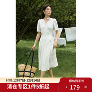 獨束大碼女裝法式V領(lǐng)復古波點(diǎn)連衣裙夏季新款微胖mm靈動(dòng)百搭女裙 米白 M (尺碼：1)