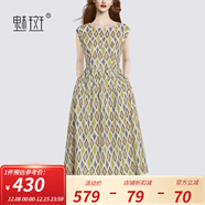 魅斑法式幾何圖案純棉新款連衣裙女2024夏季新款減齡無(wú)袖連身裙女 花色 M