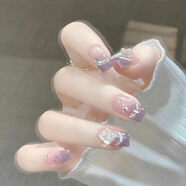 澳顏萊夢(mèng)幻仙氣夏日顯白法式紫貓眼可拆卸感貼片純手工美甲 AP-6_-仙氣十足-XS