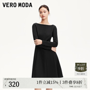 VEROMODA連衣裙女2025新款九分袖收腰純色小黑裙簡(jiǎn)約百搭 黑色 155/76A/XS