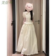 芙倍可甜欲風(fēng)穿搭一整套女娃娃領(lǐng)泡泡袖襯衫韓系溫柔高腰半身裙套裝 【套裝】娃娃領(lǐng)襯衫+高腰半身裙 L 建議105-115斤