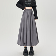 Rindu花苞裙半身裙女2025新款秋冬灰色燈籠裙花苞半身裙女春秋小個(gè)子松 灰色 XL