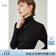 范思藍恩范思藍恩204303半高領(lǐng)打底衫女秋冬百搭修身針織上衣緊身內搭毛衣 黑色（高領(lǐng)）  S