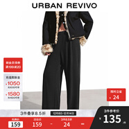 UR2025秋季新款女裝流光風(fēng)松緊腰高腰闊腿褲UWB650009 深灰花灰 M