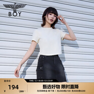 BOY LONDON夏女士短袖經(jīng)典logo簡(jiǎn)約純色修身顯瘦T恤W01001 黃色 S