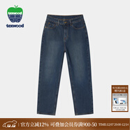 TEXWOOD蘋(píng)果牛仔褲女高腰寬松直筒版型復古高級時(shí)尚感女褲 藍色 28