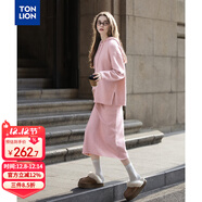 唐獅（TonLion）2025秋冬女毛織凈色連帽毛線(xiàn)衫長(cháng)裙套裝
