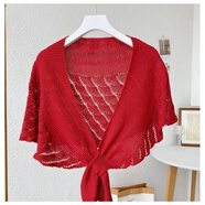 新款日系空調房小披肩百搭春夏秋季針織鏤空護頸椎開(kāi)衫外套披肩 紅色