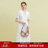 范思藍恩23FS12577法式V領(lǐng)襯衫連衣裙女夏季新款氣質(zhì)復古通勤裙子 珍珠白 XS