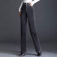 皮爾卡丹（pierre cardin）燈芯絨媽媽褲子秋冬高腰休閑褲女長(cháng)褲直筒褲條絨中年女褲加絨加厚 灰色單褲ASOA808一代工藝粗條 灰 30 腰圍2尺3