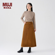 MUJI女式 木棉混 燈芯絨 A字裙 中長(cháng)款半身裙子女款 美拉德 BE11CC3A 深棕色 S 155/62A