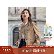 茵曼（INMAN）法式小香風(fēng)短外套冬季女長(cháng)袖洋氣小個(gè)子休閑夾克上衣 淺駝色 S