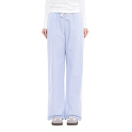 BM拖地褲長(cháng)褲女純棉條紋低腰休閑褲2026新款夏季慵懶風(fēng)直筒褲子 藍色 均碼