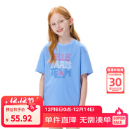 ELLE KIDS 清倉促銷(xiāo) 純棉圓領(lǐng)休閑風(fēng)夏季新款男女兒童通用印花字母短袖T恤 藍色 110/120