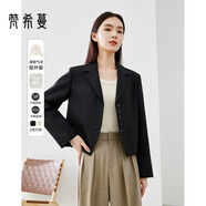 梵希蔓氣質(zhì)高級感杏色西裝外套女2025年春裝新款百搭通勤西服上衣 M5168 黑色 L