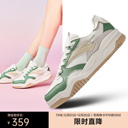 安踏（ANTA）波浪鞋丨王一博同款男女潮流板鞋復古厚底休閑鞋運動(dòng)鞋 【女款】象牙白/熟茉綠-10 35.5