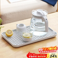 憶壺茶（YIHUTEA）創(chuàng  )意家用瀝水托盤(pán)茶盤(pán)多功能塑料茶盤(pán)茶托水果盤(pán)置物瀝水茶盤(pán)家用 長(cháng)方形托盤(pán)-小號