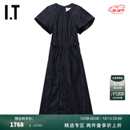 3.1Phillip Lim IT 女裝短袖連衣裙新款摩登褶裥收腰長(cháng)裙90880GXN NYD/舊海藍色 2