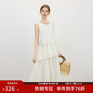 范思藍恩度假風(fēng)重工領(lǐng)口無(wú)袖掛脖連衣裙2025夏新款不規則裙擺2469 米色 XS