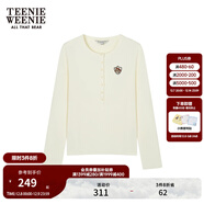 Teenie Weenie小熊秋季正肩修身長(cháng)袖T恤打底衫白色柔軟短款上衣女 象牙白 S (160)