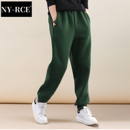 NY-RCE衛褲女2025秋冬季新款直筒運動(dòng)褲女寬松束腳百搭加絨顯瘦休閑褲 墨綠色 加絨冬款 加厚 XL
