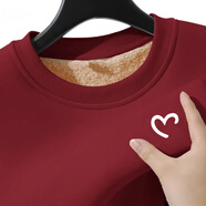 以純（YISHion）天鵝絨和加厚的男士時(shí)尚運動(dòng)衫溫暖連帽上衣服裝2025新的冬季夫婦 Y900羊羔絨酒紅【C116】 M 70-90斤