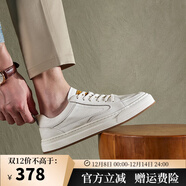 皓頓（HAUT TON）男鞋2025春夏新款小白鞋男款真皮板鞋男士潮流百搭休閑鞋 白色 40