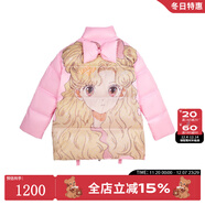 LALABOBO加厚保暖羽絨服女可愛(ài)歐若拉印花蝴蝶結寬松百搭休閑外套 時(shí)尚潮 粉色（歐若拉） M