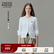 Teenie Weenie【趙露思同款】小熊女裝毛衣新款黃色針織衫空調開(kāi)衫 象牙白 S