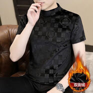 南極人冬季男士短袖t恤加絨加厚打底衫金絲絨保暖內衣中領(lǐng)半袖休閑上衣 D02黑色 單件 M 165 建議85-105斤