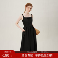 范思藍恩清新氣質(zhì)吊帶連衣裙女2024夏季新款無(wú)袖背心裙子12510 黑色 S