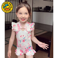 G.duck童裝兒童泳衣女夏季2025新款女童泳裝新中式國風(fēng)旗袍小女孩沙灘服 粉紅色 送泳帽 100 cm