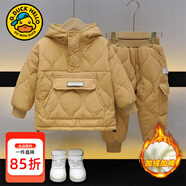 G.duck童裝男童套裝秋冬新款一歲寶寶衣服小男孩長(cháng)袖棉衣兩件套加厚保暖 卡其色 100 (建議身高90-100cm 3-4歲)