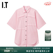 ENFOLD IT 日本女裝寬松短袖襯衫新款時(shí)尚通勤拼接襯衣530381XP PKX/粉紅色 38