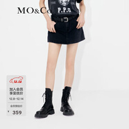 MO&Co.洗水黑色中低腰牛仔不對稱(chēng)褲裙短褲美式復古褲子摩安珂 牛仔黑色-第2批 L 28