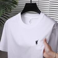 傳奇保羅（CHUANQIBAOLUO）【奧萊品牌折扣】保羅短袖T恤男純棉夏季圓領(lǐng)刺繡小馬標體恤 米杏 白色_【純棉】 M _【適合100-120斤】