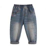 麥米麥卡（maimimaika）男童牛仔褲春秋洋氣新款韓版寶寶小童褲子卡通潮兒童春季長(cháng)褲直筒 復古藍 110 cm