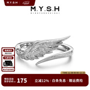 銘揚飾海 999足銀天使之翼戒指男女潮流羽毛翅膀開(kāi)口戒指環(huán) 單戒/情侶對戒 銀白色款 美度7#(適合港度14-16號)