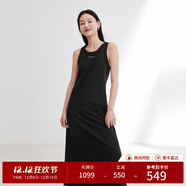 EP雅瑩女裝 純棉內搭打底無(wú)袖長(cháng)款針織背心連衣裙商場(chǎng)同款4109A 黑色-燙圖 S