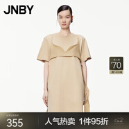 JNBY/江南布衣春夏新款連衣裙淑女A型純棉寬松圓領(lǐng)短袖5O4G13690 250/卡其 XL