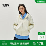 森馬（Semir）外套女春季連帽字母刺繡寬松落肩夾克分割學(xué)院風(fēng)上衣101125108002