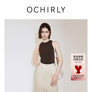歐時(shí)力OCHIRLY 挖肩棉質(zhì)無(wú)袖針織衫女上衣背心修身法式夏季新品 啡色 M
