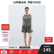 UR2025夏季新款女裝休閑撞色格紋系帶無(wú)袖連衣裙UYU750103 黑色格子 S