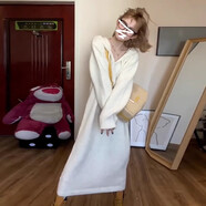 依樂(lè )琦小個(gè)子白色漂亮獨特針織連衣裙子女2025早秋超好看衛衣裙長(cháng)裙 奶白色【長(cháng)袖連衣裙/初秋連衣裙/秋季連衣裙/超好看 S 40/45kg