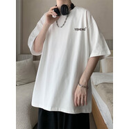 衣吧客重磅短袖t恤男夏季美式復古潮牌流ins百搭青少年半袖體恤衣服男裝 白色 M [推薦100-120斤]b