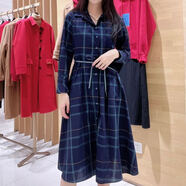 菲姿（FEIZI）女士格紋時(shí)尚優(yōu)雅連衣裙F3A450 春意拿鐵（藏青綠格） 165/88A